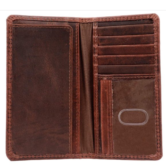 Bags Rfid Blocking Brown Mens Long Wallet Checkbook Wallet For Men